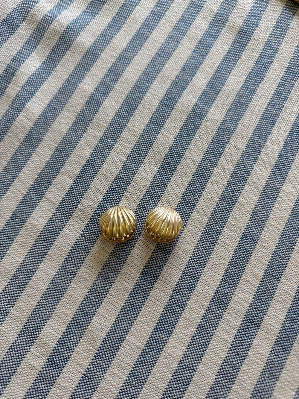 Gold Shell Dome Earrings - Women Accessories